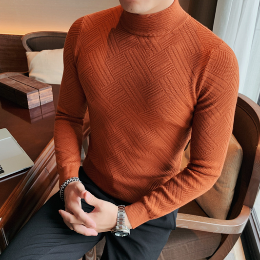 Patterned Turtleneck Sweater